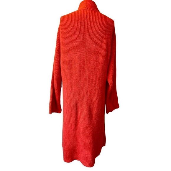 Demylee x J.Crew long open-front cardigan sweater size M Grapefruit Red - Picture 3 of 8